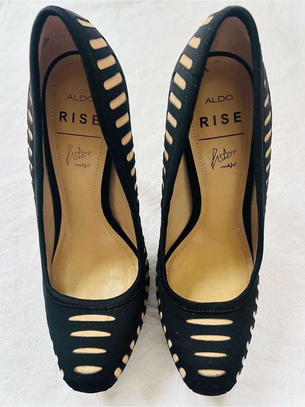 ALDO Rise Black Pumps with Nude Cutout Accents